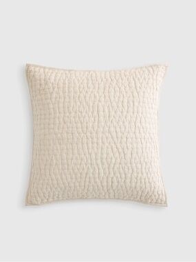 NWOT QUINCE European Linen Cotton Stitch Quilted Euro Sham Natural 7795